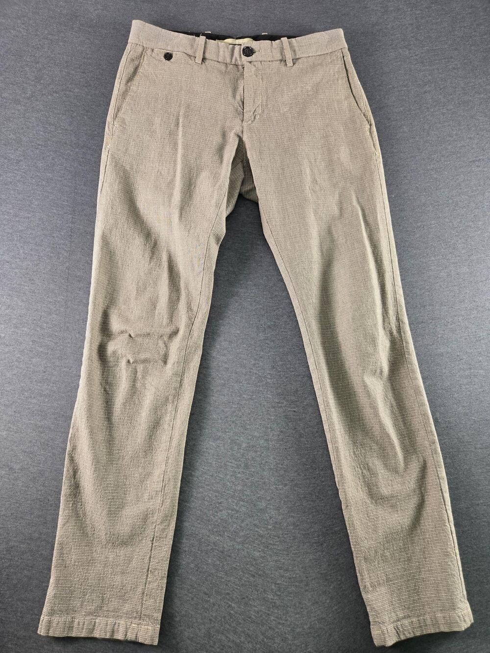 Mango Man Pants Mens 30x30 Beige Knit Slim Fit Stretch Chino Textured Smart